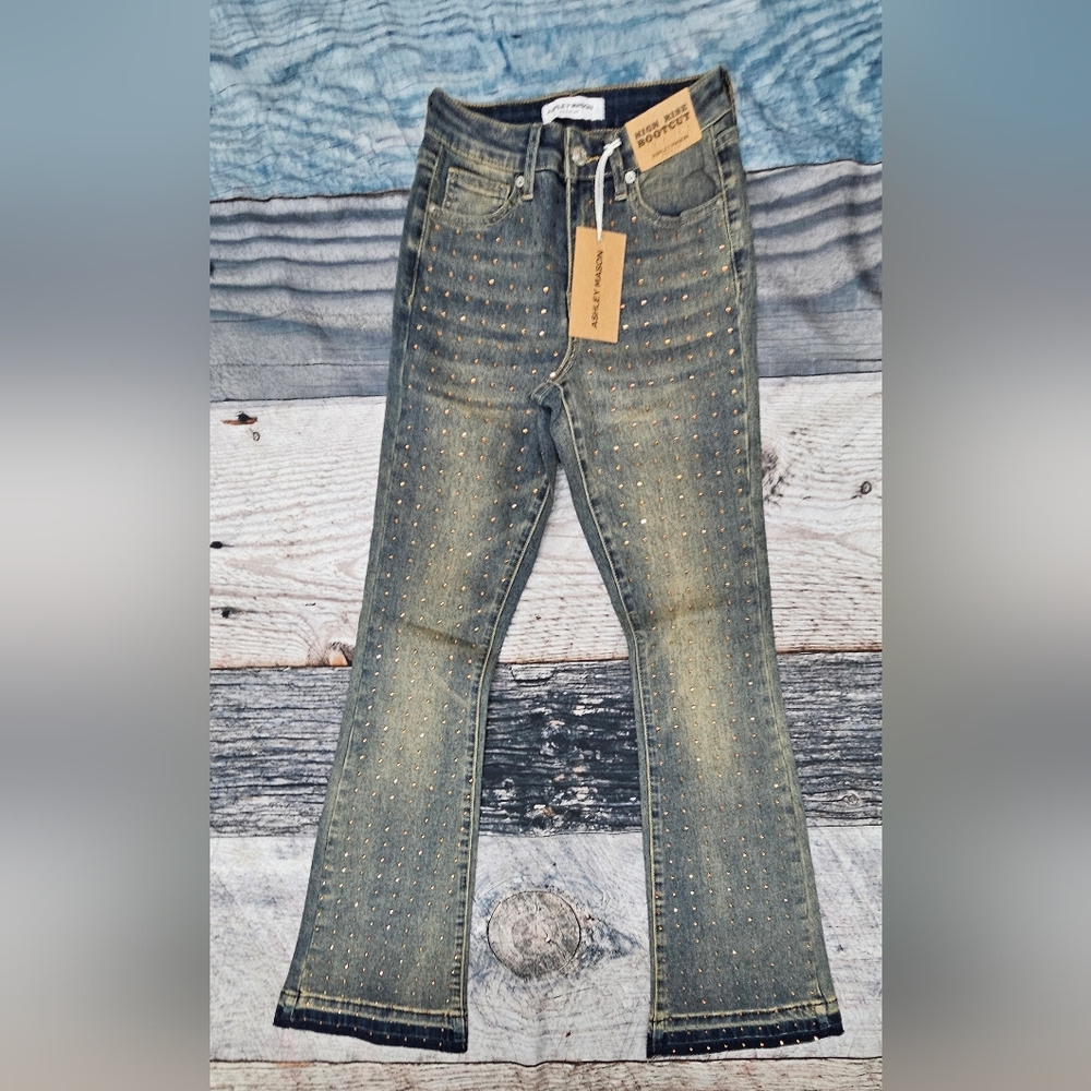 Ashley Mason Rhinestone Jeans Mid-Rise Bootcut Women's Size 3/26 Western